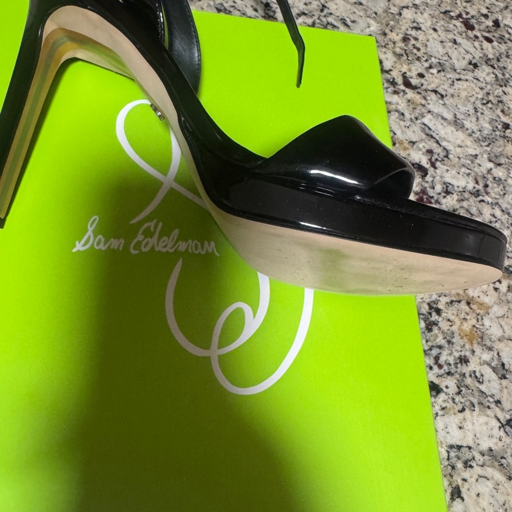Sam Edelman Black Patent Heeled Sandals - Picture 3 of 5